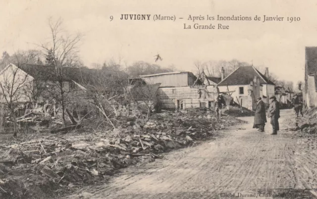 CPA 51 JUVIGNY (Marne) Après les Inondations de Janvier 1910 La Grande Rue