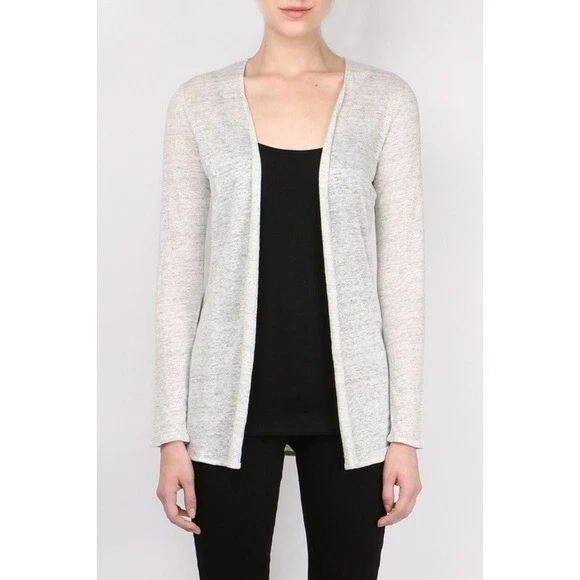 Majestic Paris for Neiman Marcus Beige Linen Open Front Cardigan Sweater S