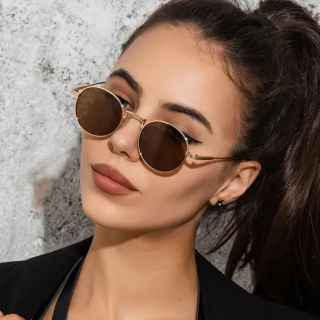Black Round Sunglasses for Women  Metal Frame Eyewear Shades  Beach