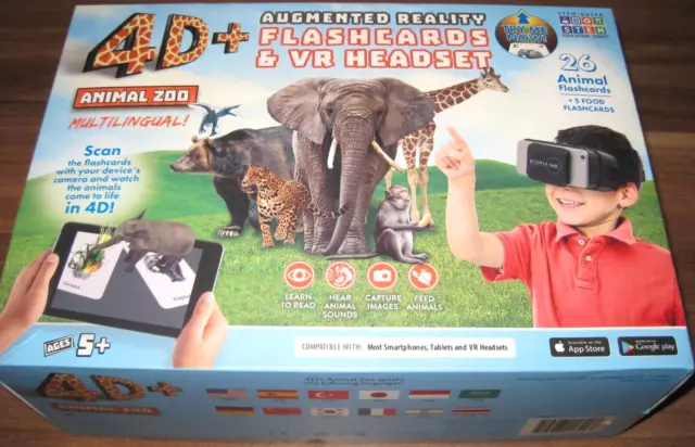 4D+Utopia 360°Animal Zoo Augmented Virtual Reality Karten & VR Headset Lernspiel