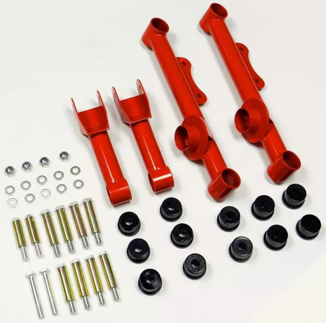 Vms Racing Rear Upper And Lower Tubular Control Arms 79-04 Ford Mustang Red Uca