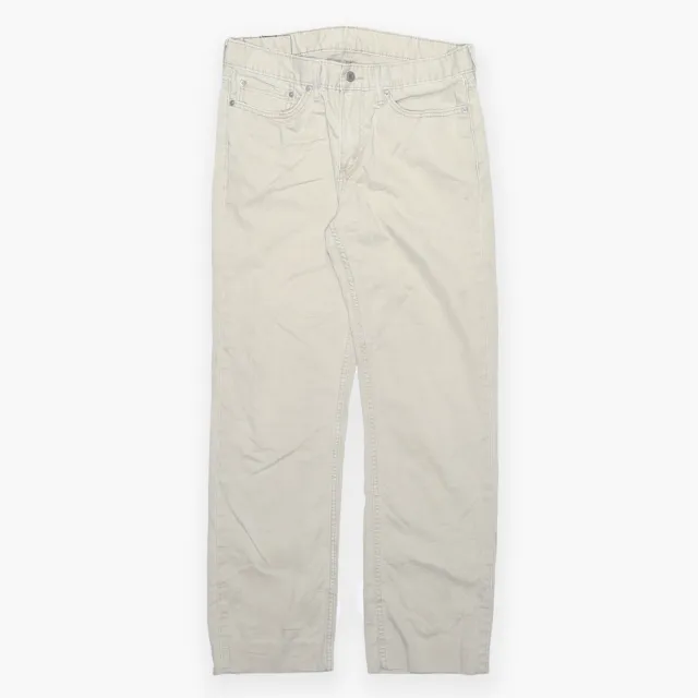 LEVI'S 514 pantaloni da uomo beige sottili in cotone tessuto dritto W32 L29