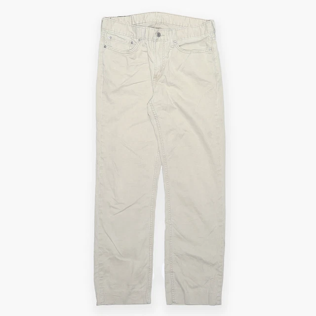 LEVI'S 514 pantaloni da uomo beige sottili in cotone tessuto dritto W32 L29