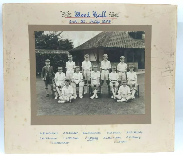 July 1958 Wood Hall Cricket team 2nd XI all named 12.7x11" Gross orig photo