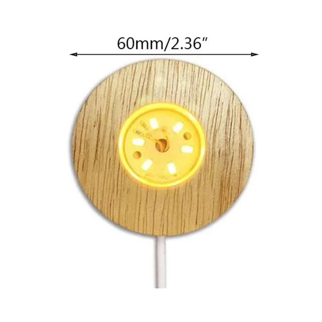 (RED) LED LAMP Base Wooden LED Lamp Base USB Adjustable Brightness ...