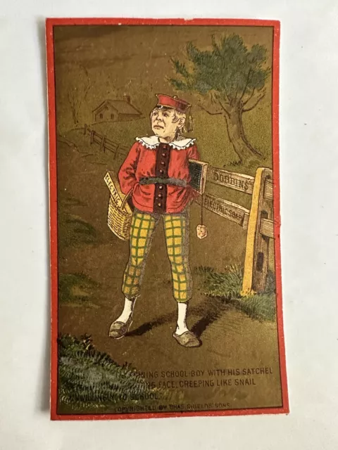 Dobbins Electric Soap Victorian Trade Card 1880s Whining School Boy Slow  B-2