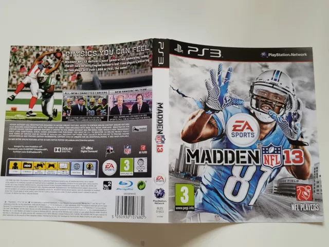 playstation 3 Madden 13 NFL inlay insert artwork cover ( ONLY )