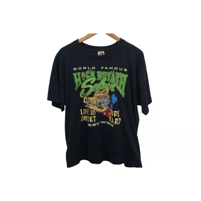 Vintage 70s Hogs Breath Saloon Black World Famous Key West T-Shirt 1976 R8QVZ5