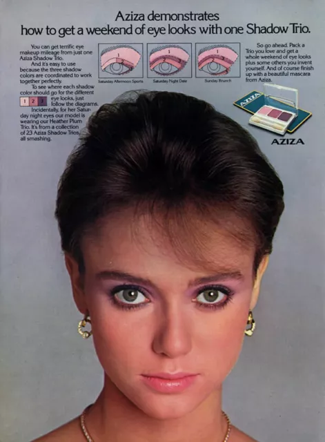 1982 Aziza 80s shadow trio makeup eye eyes vintage 1-page MAGAZINE AD