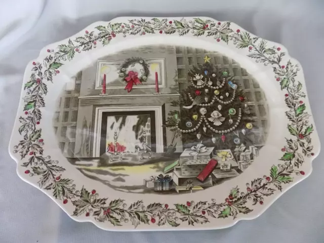 Vintage Johnson Brothers Merry Christmas Oval Serving Platter - England