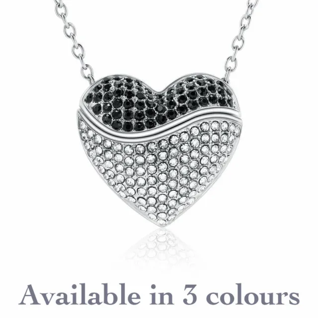 Diamanté Crystal Heart Urn Cremation Jewellery Pendant Ashes Memorial Necklace