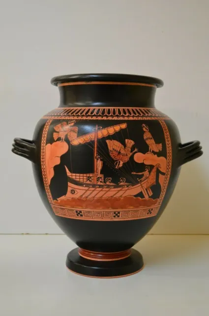 Greek Pottery, Hand made replica, Red Figure, Stamnos ,Odysseus and the Sirens .