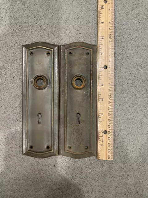 PAIR Antique/Vintage Door Back Plate, Backplate, Escutcheon, Brass, Art Deco