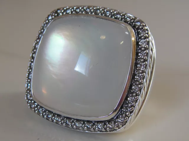 $2950 David Yurman Extra Large Albion Moonstone Diamond Ice Ring