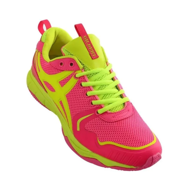 Gilbert Netball Synergie X5 Shoes Pink/Neon Yellow UK5/UK6/UK11 - SALE