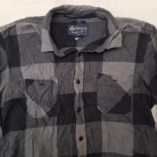 American Rag Cie Buffalo Check Flannel Button Up Shirt Mens Size Large L Black