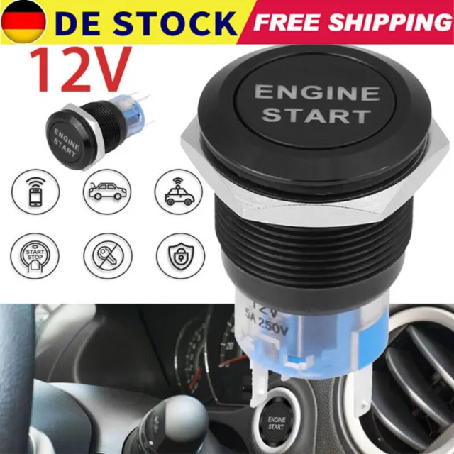 12V LED Universal Auto Motor Startknopf Druckschalter Zündung Starter Schalter *