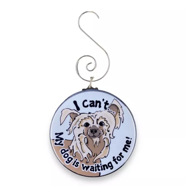 Funny Chinese Crested Mini Ornament Holiday Dog Decor Handmade Portrait Gift