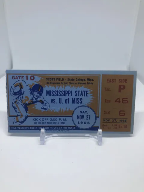 1965 Ole Miss vs Mississippi State Egg Bowl Football Ticket Stub Vintage