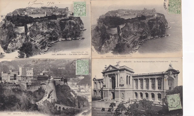 Lot of 4 Antique MONACO Stamped Postcards Stamped 1900-1920 3