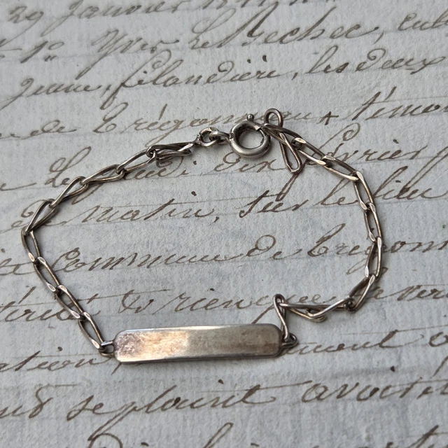 Gourmette En Argent Sterling Plaque Vierge - Poinçon Français Crabe, Occasion, état Neuf