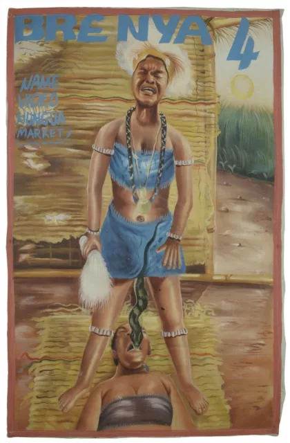 Ghana Movie poster folk Art oil African cinema hand painted flour sack BRENYA 4