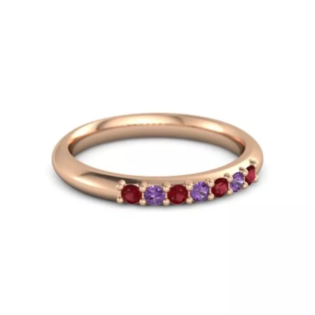 0.6ct Ruby Amethyst Eternity Band Ring 925 Silver Jewelry Christmas Gift