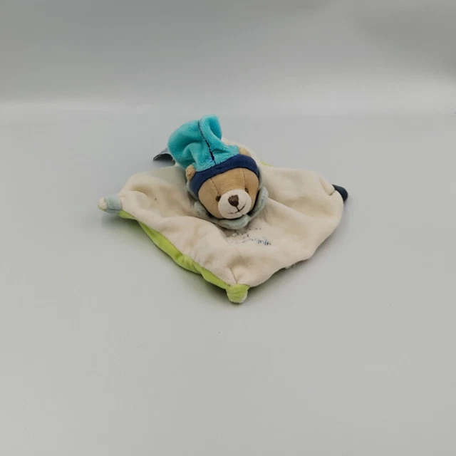 Doudou et compagnie plat ours blanc bleu vert - 29496