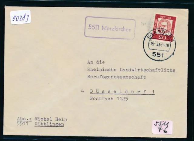 00283) Saarburg > Landpost Ra1 5511 Merzkirchen, Brief 1963