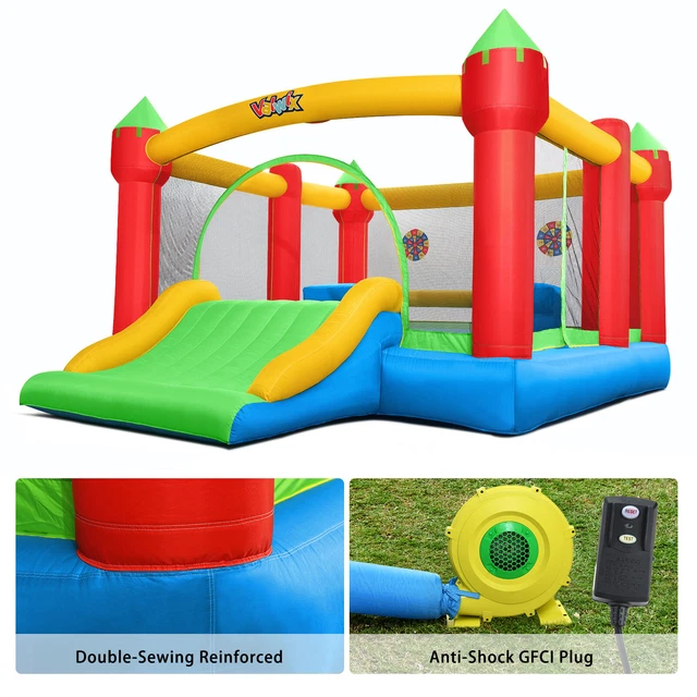 Valwix Large Inflatable Bounce House Kids Double Slide Castle with 450W Blower