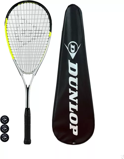 Dunlop Hyper Lite Pro Squash Racket, inc Squash Balls & Full Protective Cover