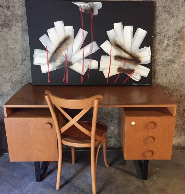 Grand Bureau à Cylindre Américain Vintage Avec Rideau - Meuble De Bureau Ancien, Style Classique