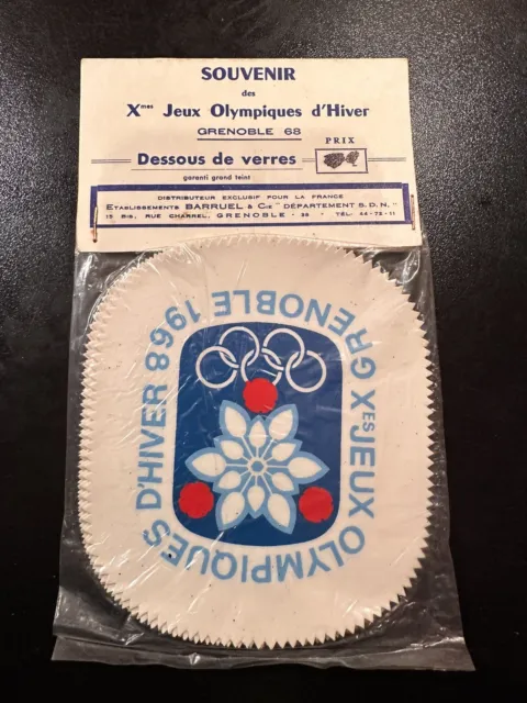 Rare Dessous De Verres JO Jeux Olympiques d'hiver Grenoble 1968 ORIGINAL 12,5cm
