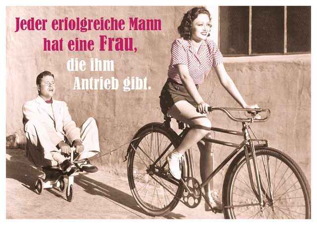 Postkarte lustig Spruch Jeder erfolgreiche Mann hat eine Frau, die ihm Antrie...