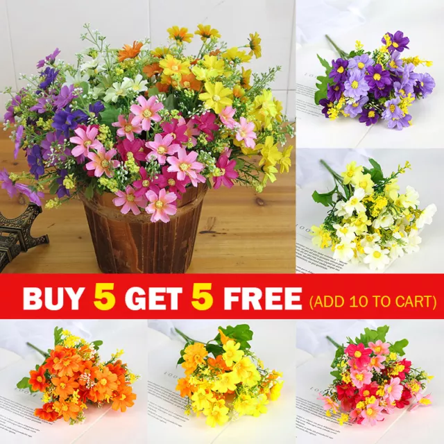 28 Heads Silk Artificial Fake Flowers Daisy Bunch Bouquet Home Wedding Decor UK