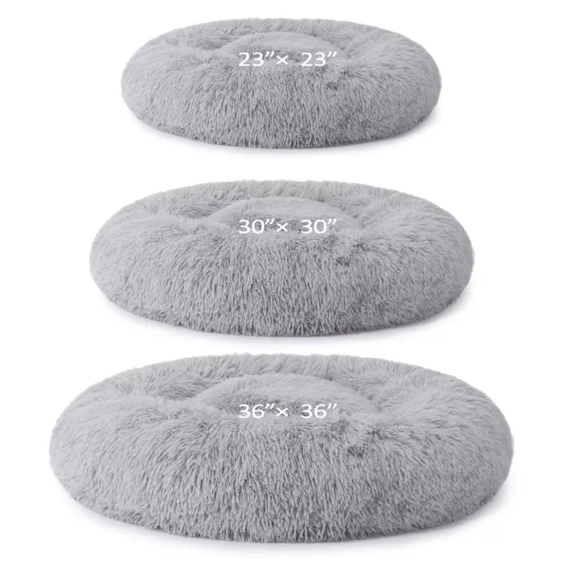 Calming Dog Bed Cat Bed Donut Faux Fur Pet Bed Round Anti-Anxiety Donut Cuddler 5