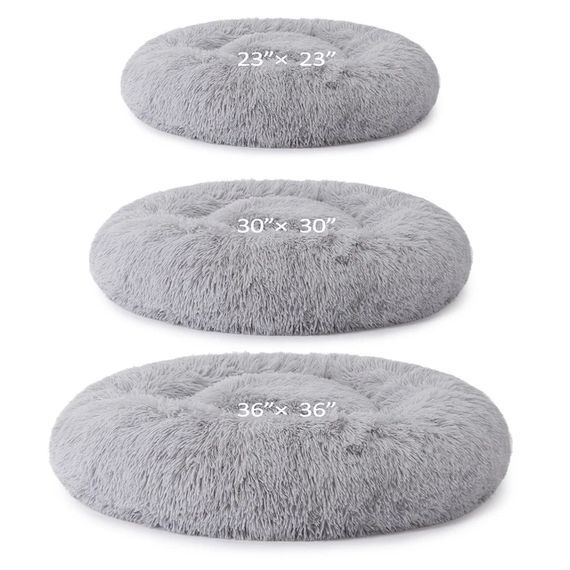 Calming Donut Cat & Dog Bed Fluffy Faux Fur Cuddler For Small Medium Large Pets 4