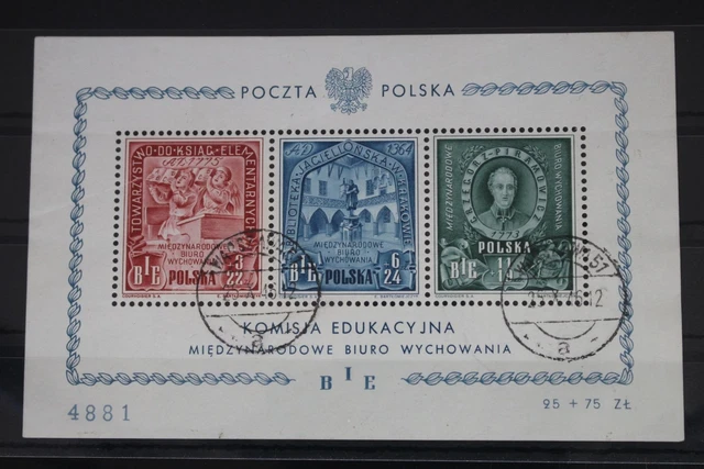 Polen Block 9 mit 445-447 gestempelt geprüft E. Krawczyk #FF073