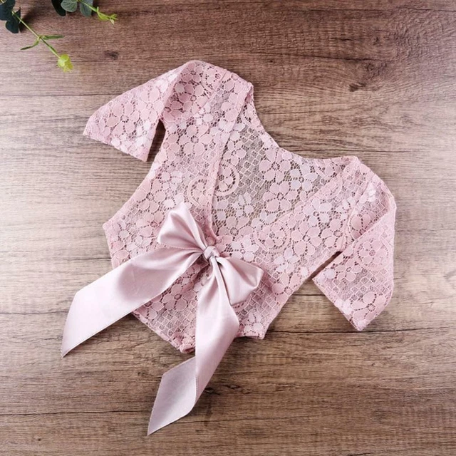 Baby Lace Romper+Headband Set Newborn Photography Props Bodysuit Jumpsuit Outfit