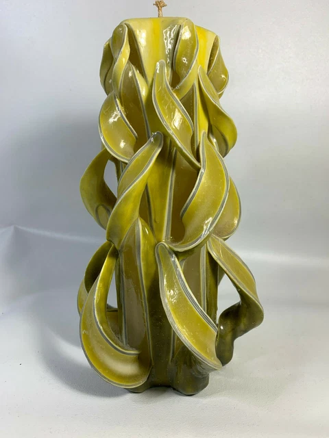 Carved Candle Vintage Retro Hand Carved Unique