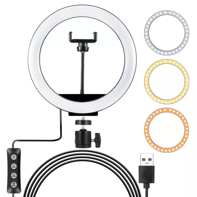 10" LED Ring Light Kit with 66" Tripod Stand Dual Phone Holder for iPhone / iPad 3