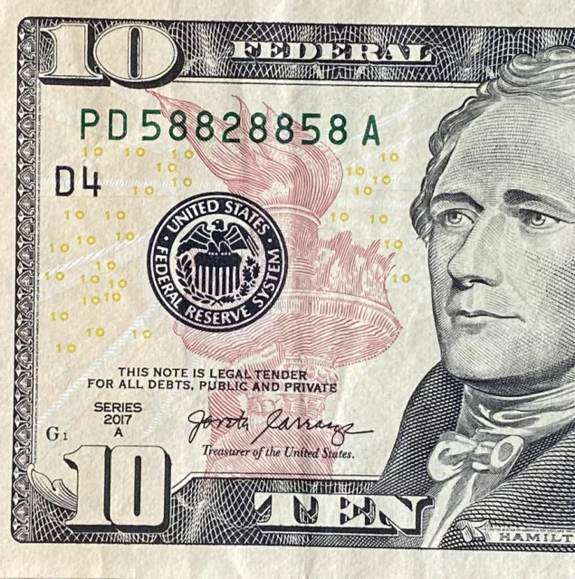Fancy Serial Number 5 Dollar Bill Lucky Trinary 5 Of A Kind 5s on a $5 bill!
