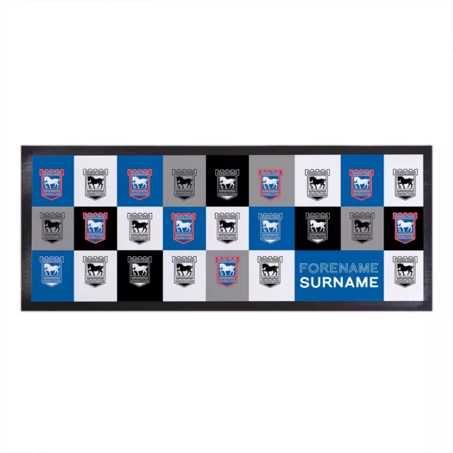 Ipswich Town FC Officially Licensed - Chequered - Personalised Bar Runner