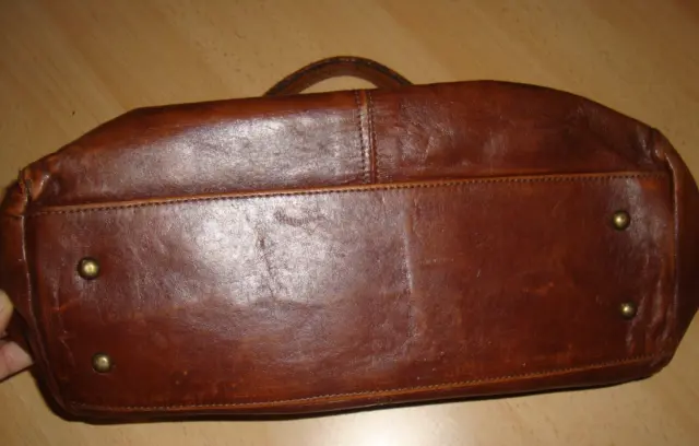 Handtasche Hebammen Tasche braun Leder Original alt 12