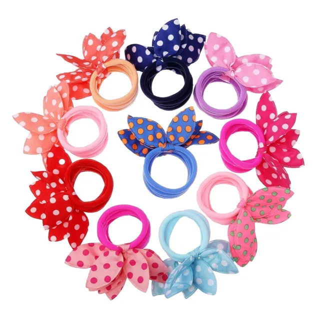 AMEZA Rabbit Ear Hair Tie Rubber Bands for Baby Girl (Multicolour), 24 Pcs