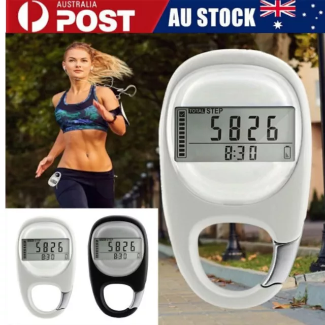 3D Digital Pedometer Portable Clip On Step Calorie Counter Fitness Tracker