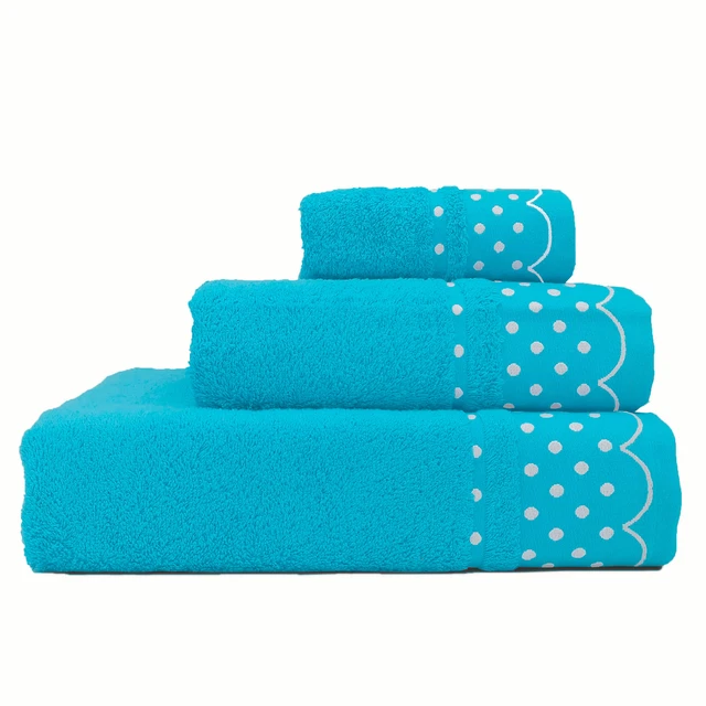 Lot de 3 Serviettes de Bain 100% Coton Éponge 450g Absorbants 3 Tailles Turquois