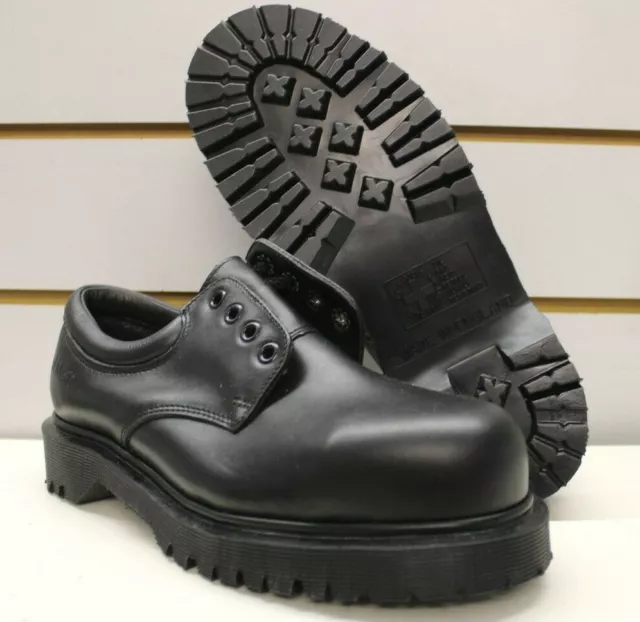 Men's Dr Martens Black Leather Laced Steel Toe Safety Shoes UK 5 Made In England