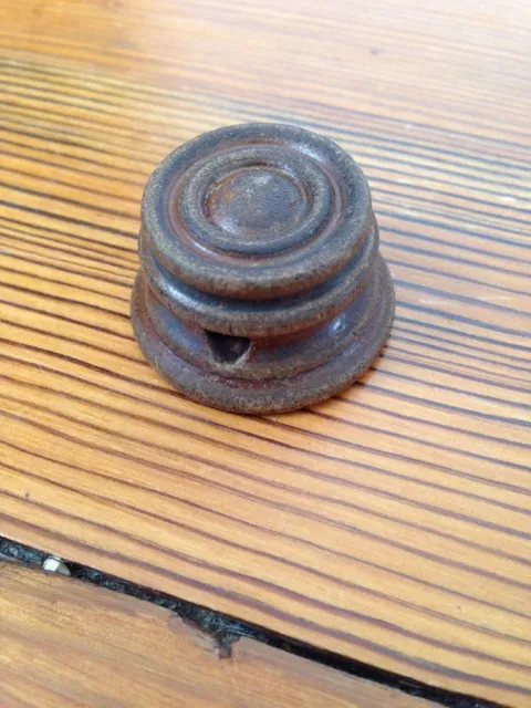 Vintage Antique Victorian Round Turned Dark Wood Knob Cabinet Drawer Pull 2.5cm