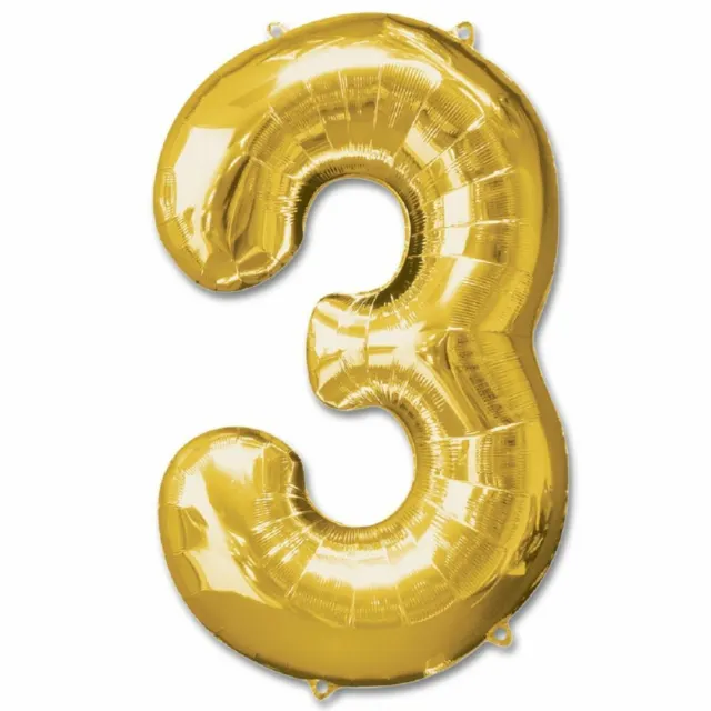 Gold Foil Balloon Number 3 Birthday Age Party Wedding Inflatable Banner Decor